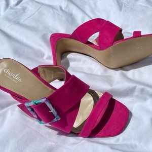 4" Pink suede heels. Size 11. New.